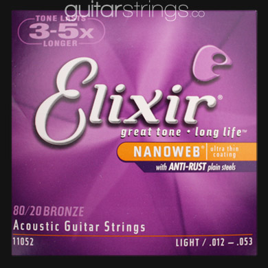 Elixir Bronze Nanoweb Guitar Strings .012 - .053 - Click Image to Close