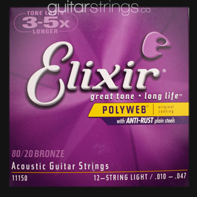 Elixir Bronze Polyweb 12 String Guitar Strings .013 - .056 - Click Image to Close