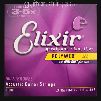 Elixir Bronze Polyweb Guitar Strings .010 - .047 - Click Image to Close