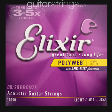 Elixir Bronze Polyweb Guitar Strings .012 - .053 - Click Image to Close