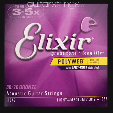 Elixir Bronze Polyweb Guitar Strings .012 - .056 - Click Image to Close