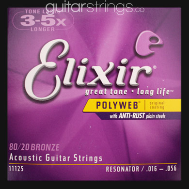 Elixir Bronze Polyweb Guitar Strings .016 - .056 - Click Image to Close